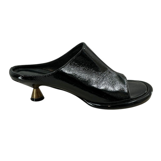 Khaite Watts Black Patent Leather Mule Sandal