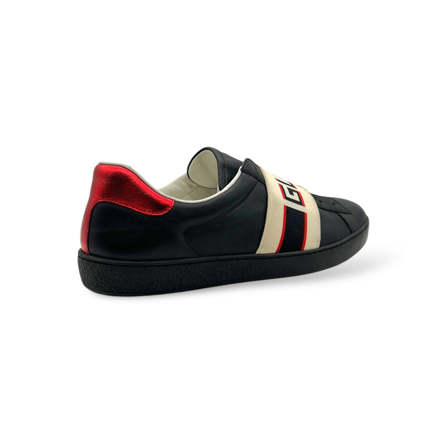 Gucci Men's Black Ace Calf-skin Leather Casual Sneakers