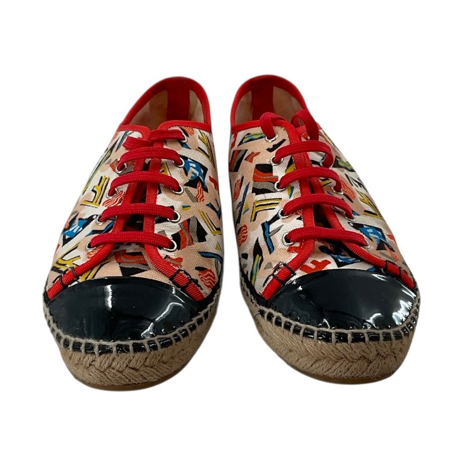 Fendi Junia Multicolor Canvas Patent Leather Espadrille Sneakers