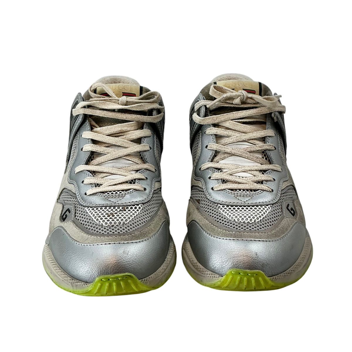 Gucci Men's Ultrapace Distressed Metallic Silver Sneaker