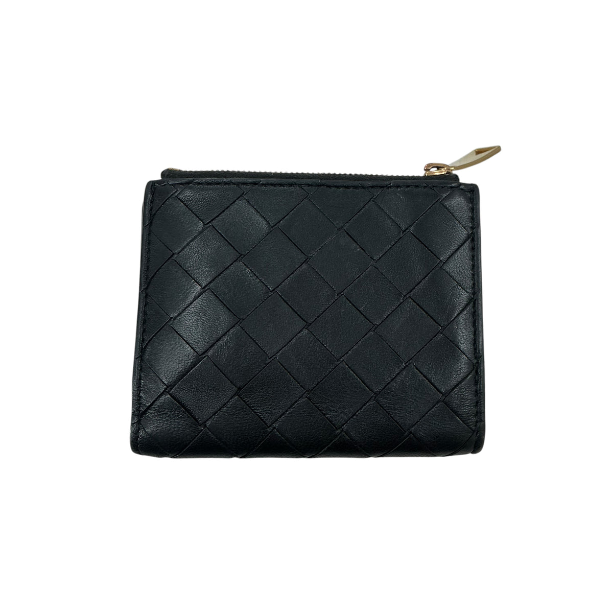 Bottega Veneta Intrecciato Small Bi-Fold Zip Leather Wallet - Black