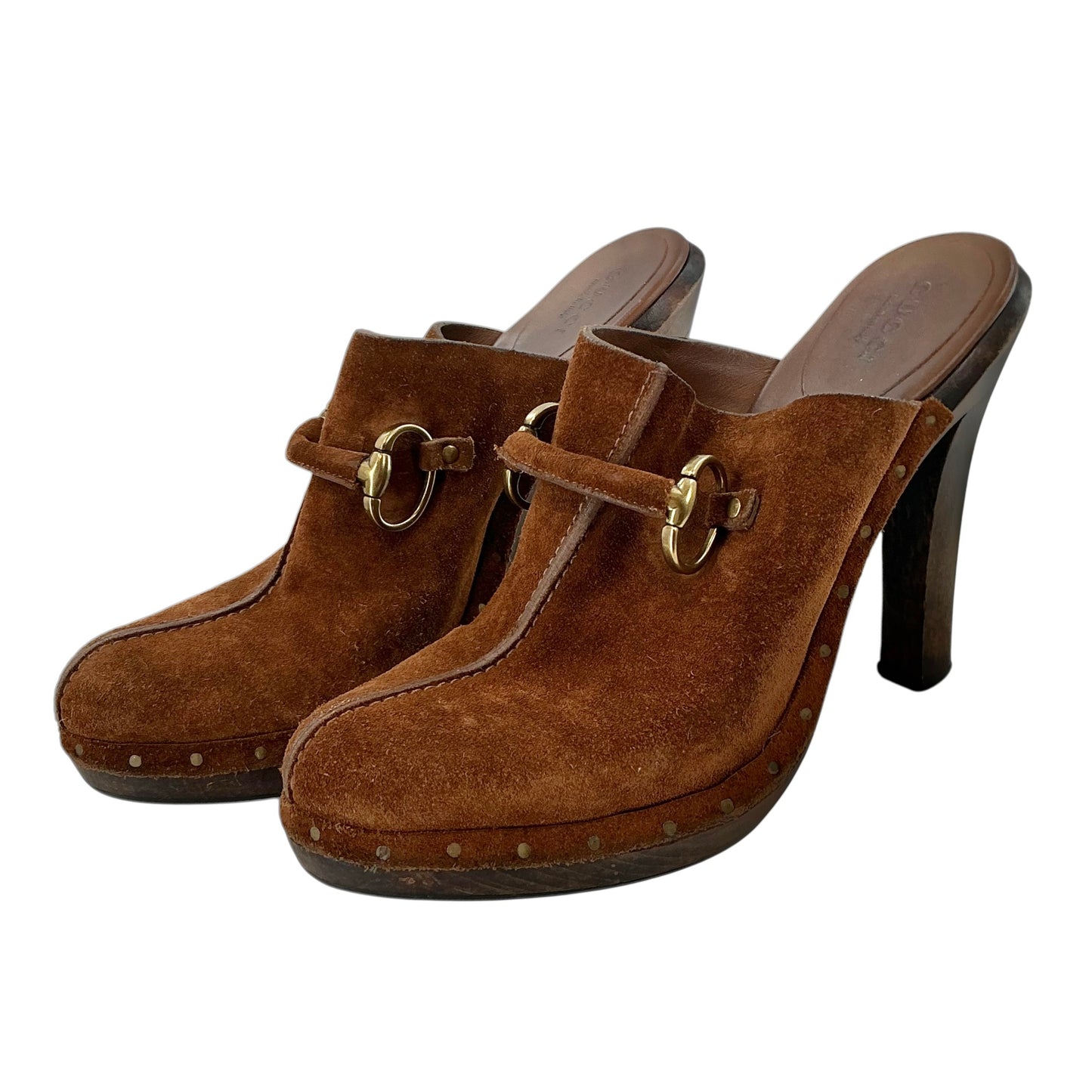 Gucci Horsebit Suede Platform Clog Mules