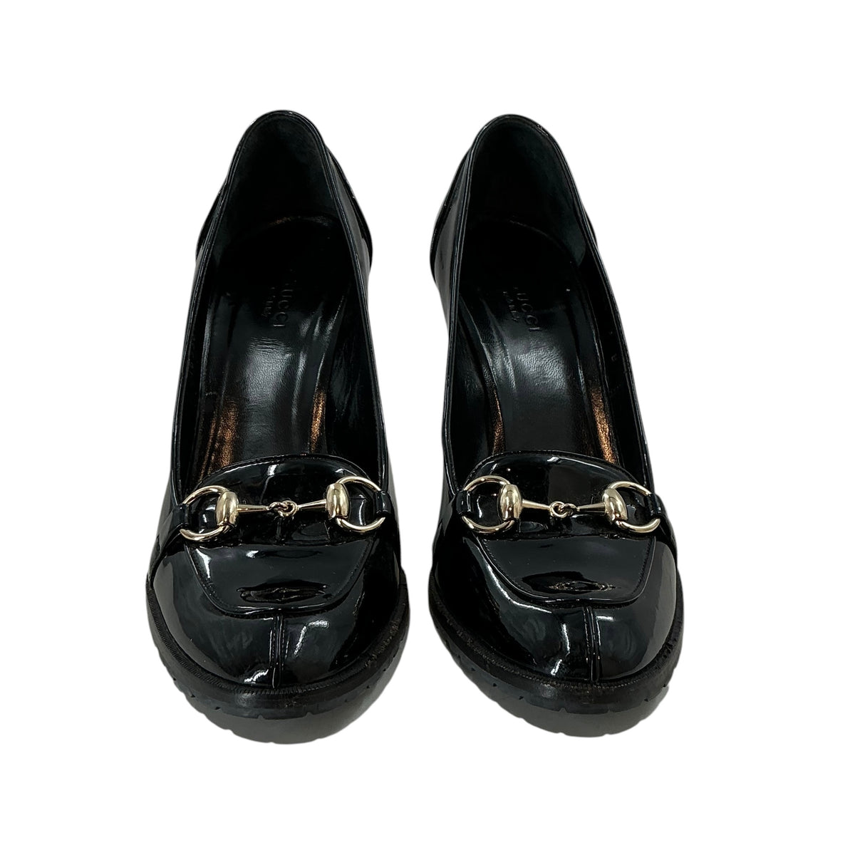 Gucci Black Patent Leather Horsebit Pumps