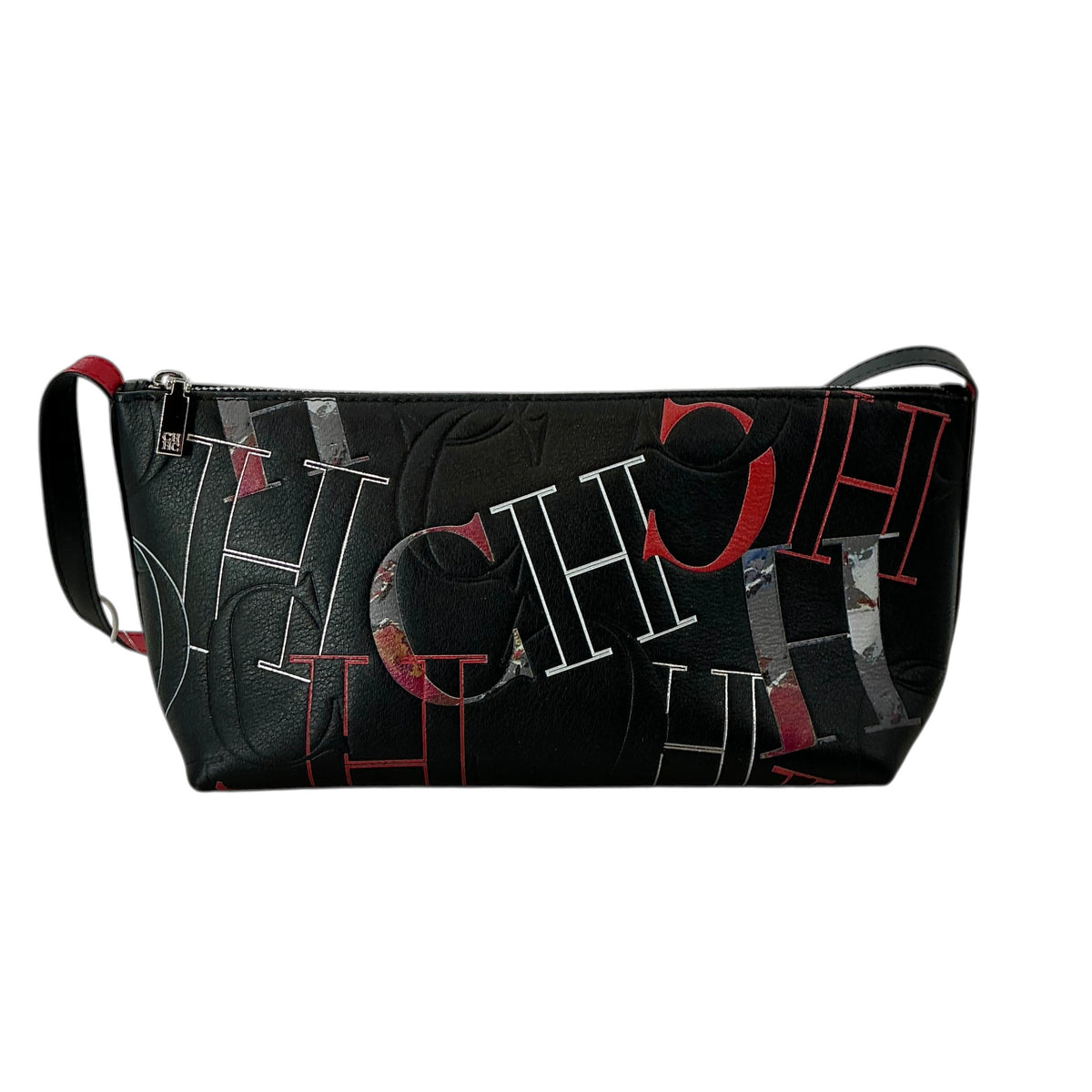 CH Carolina Herrera Black Leather Monogram Lipstick Shoulder Bag