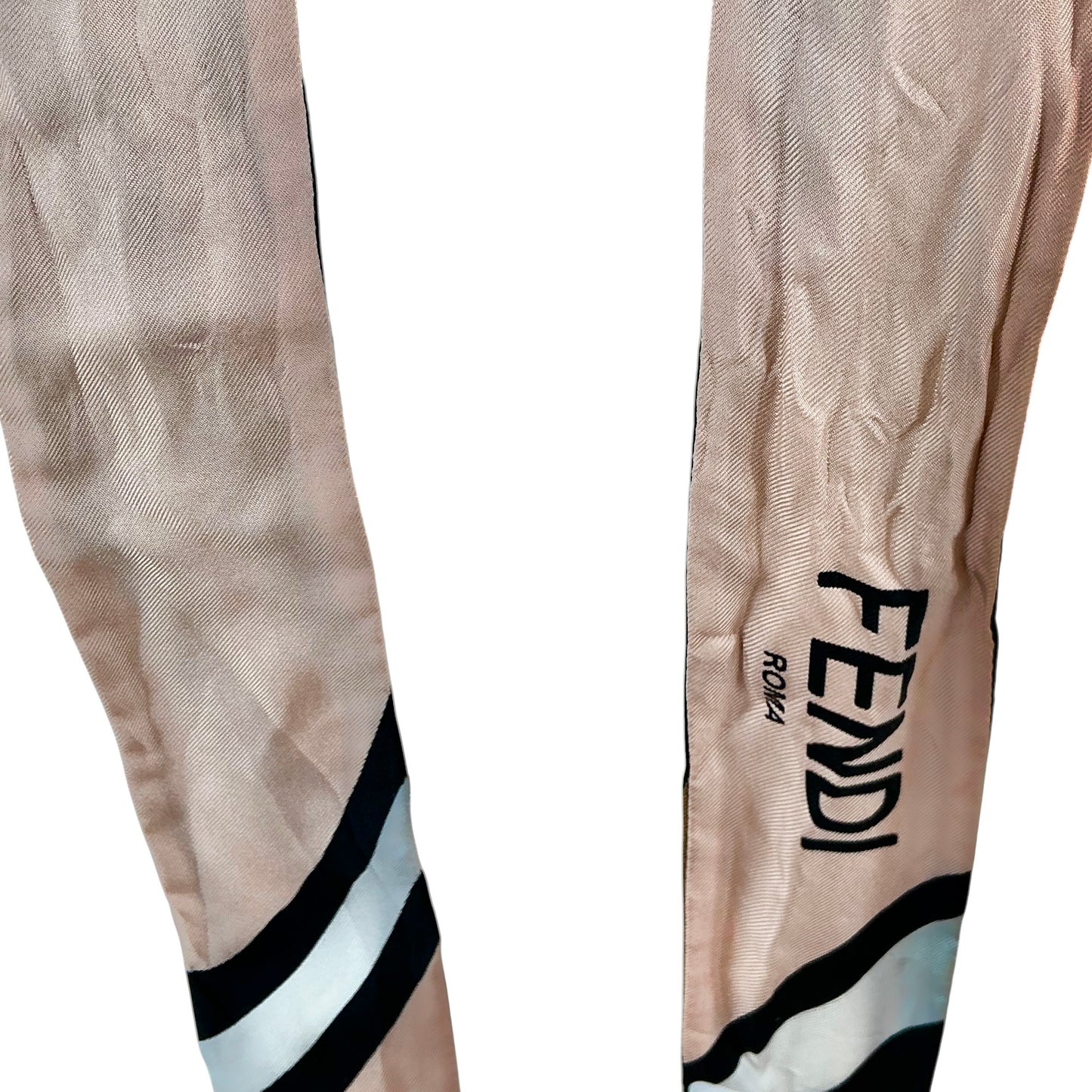 Fendi Reversible Silk Ponytail Skinny Scarf - Brown, Black, Pink