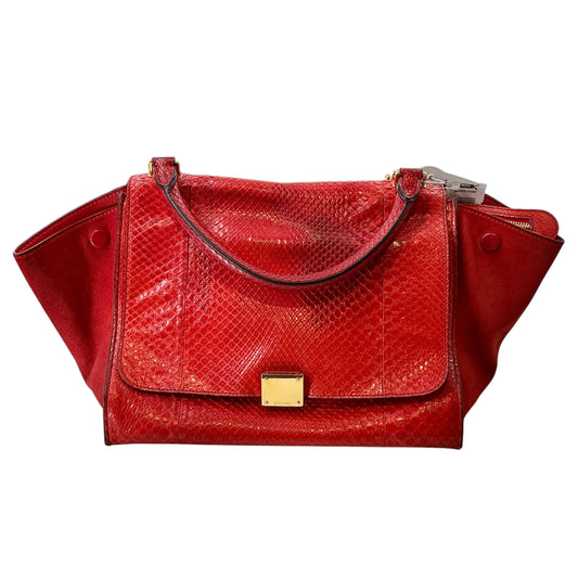 Céline Medium Trapeze Bag in Red Python and Suede