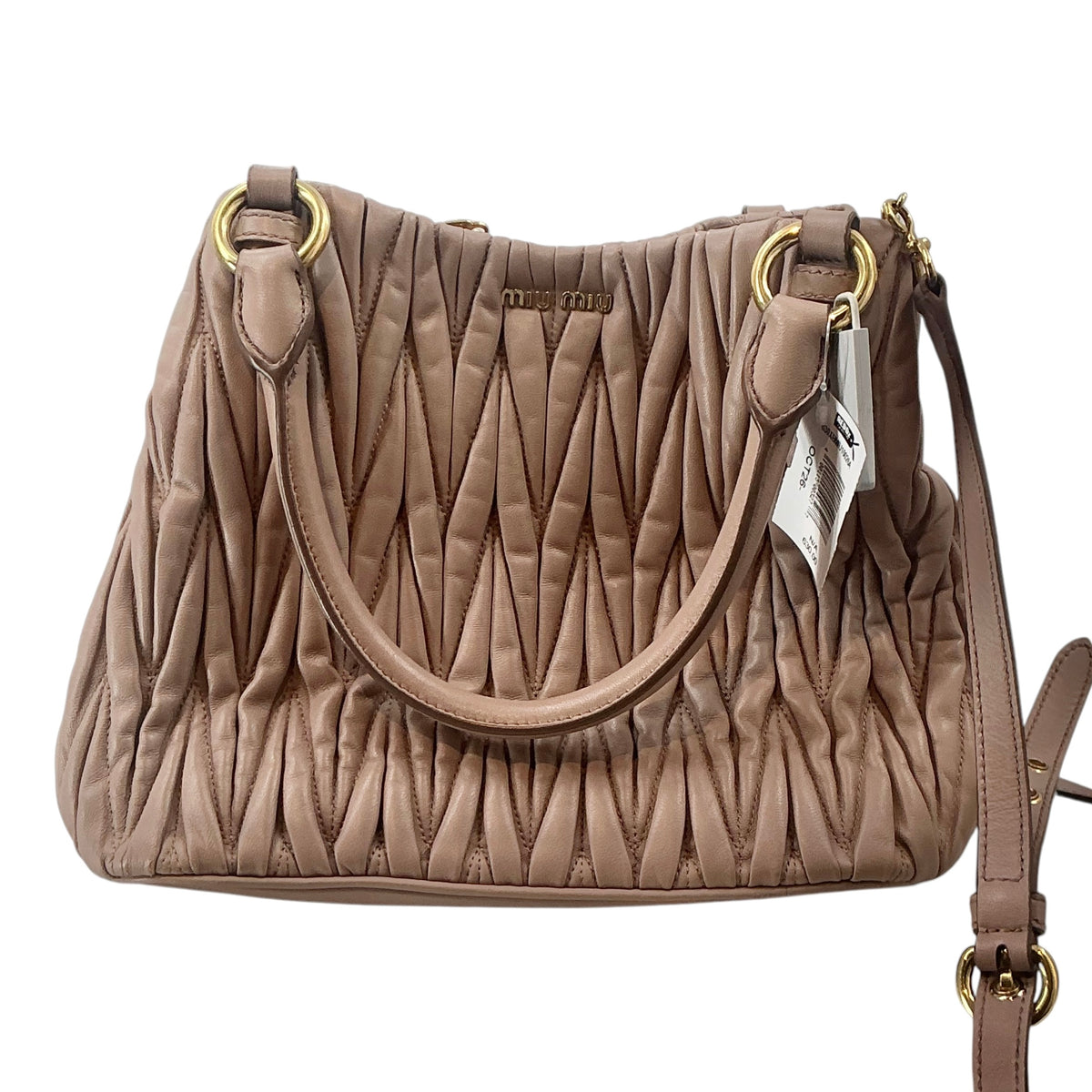 Miu Miu Cammeo Matelassé Gaufre Leather 2-Way Shoulder Bag
