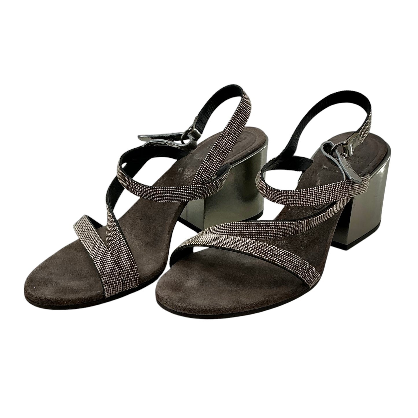 Brunello Cucinelli Monili Leather Slingback Sandals