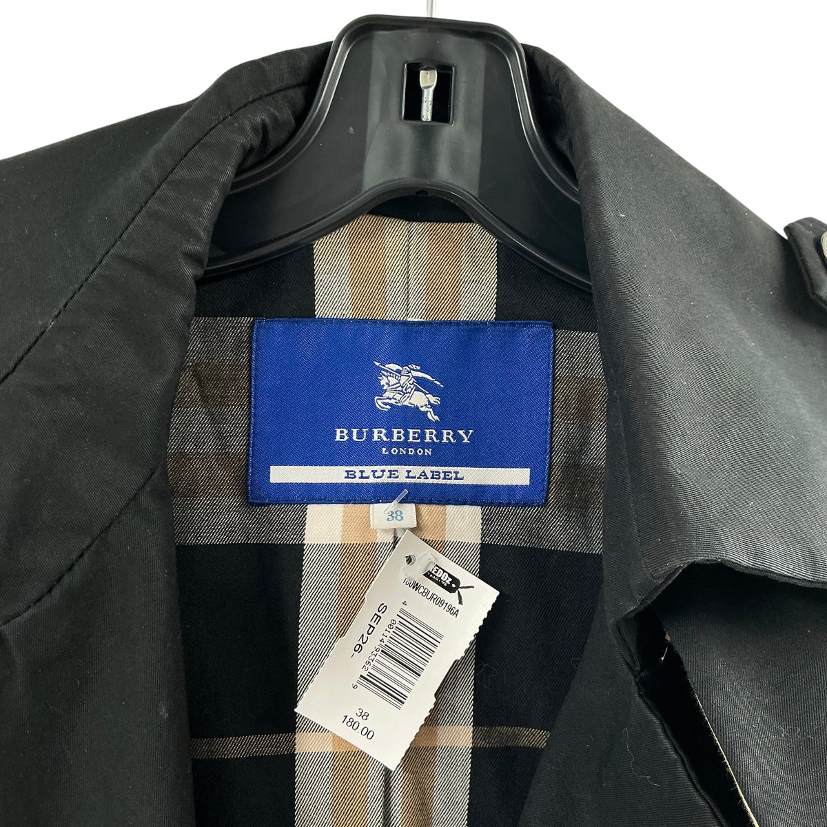 Burberry Blue Label Black Double Breasted Trench Coat