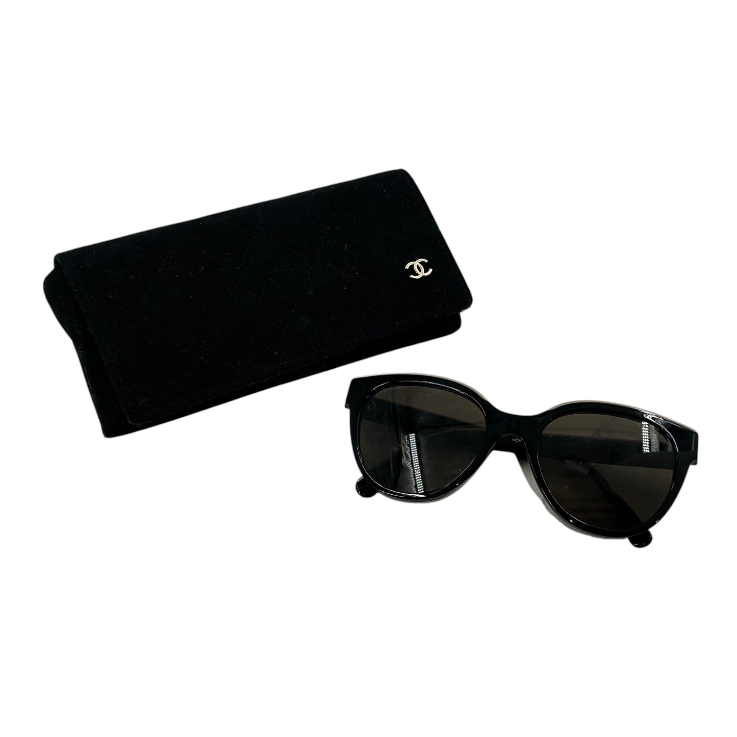 Chanel Black & Beige Butterfly Logo Sunglasses