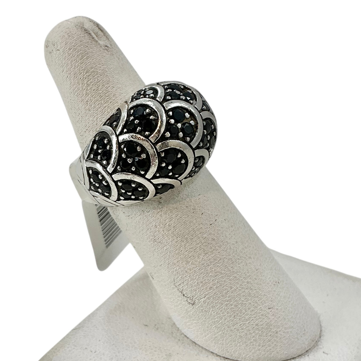 John Hardy 925 Sterling Silver Naga Scale Black Sapphire Pave Statement Ring