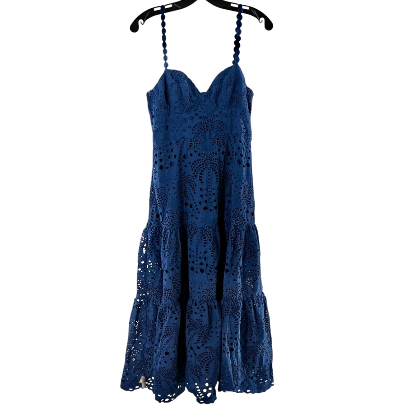 Farm Rio Deep Blue Palm Tree Richelieu Midi Dress