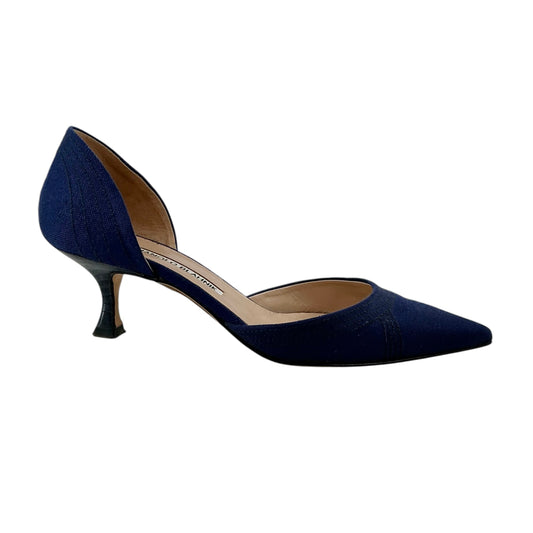 Manolo Blahnik Pointed Toe D'Orsay Navy Pumps