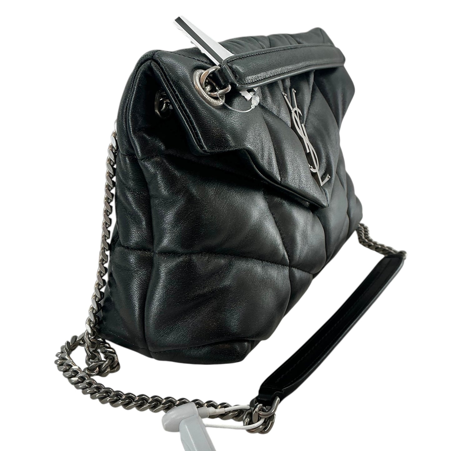 Saint Laurent Black Lambskin Quilted Loulou Puffer Chain Shoulder Bag
