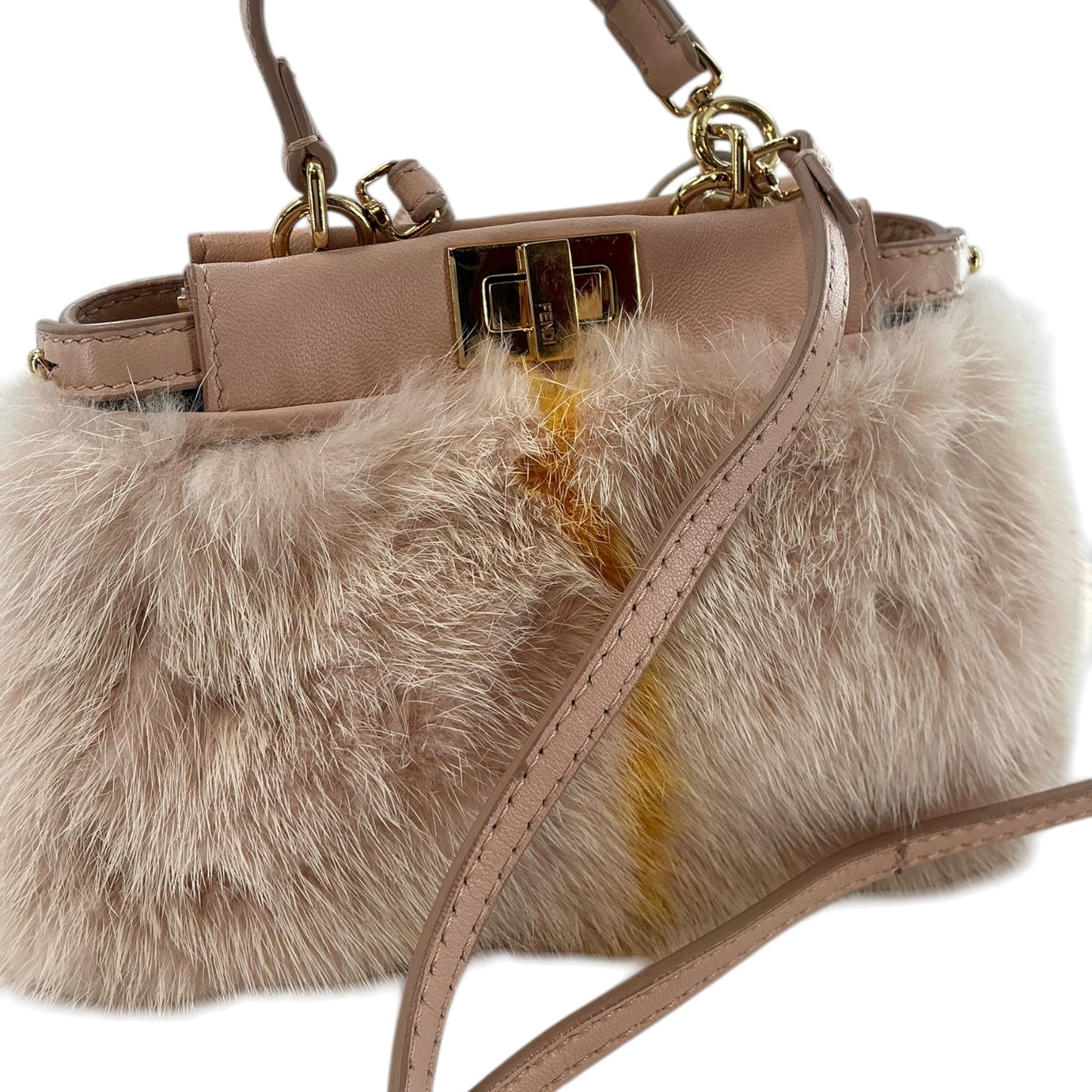 Fendi Peekaboo Mini Pink Fur Handbag