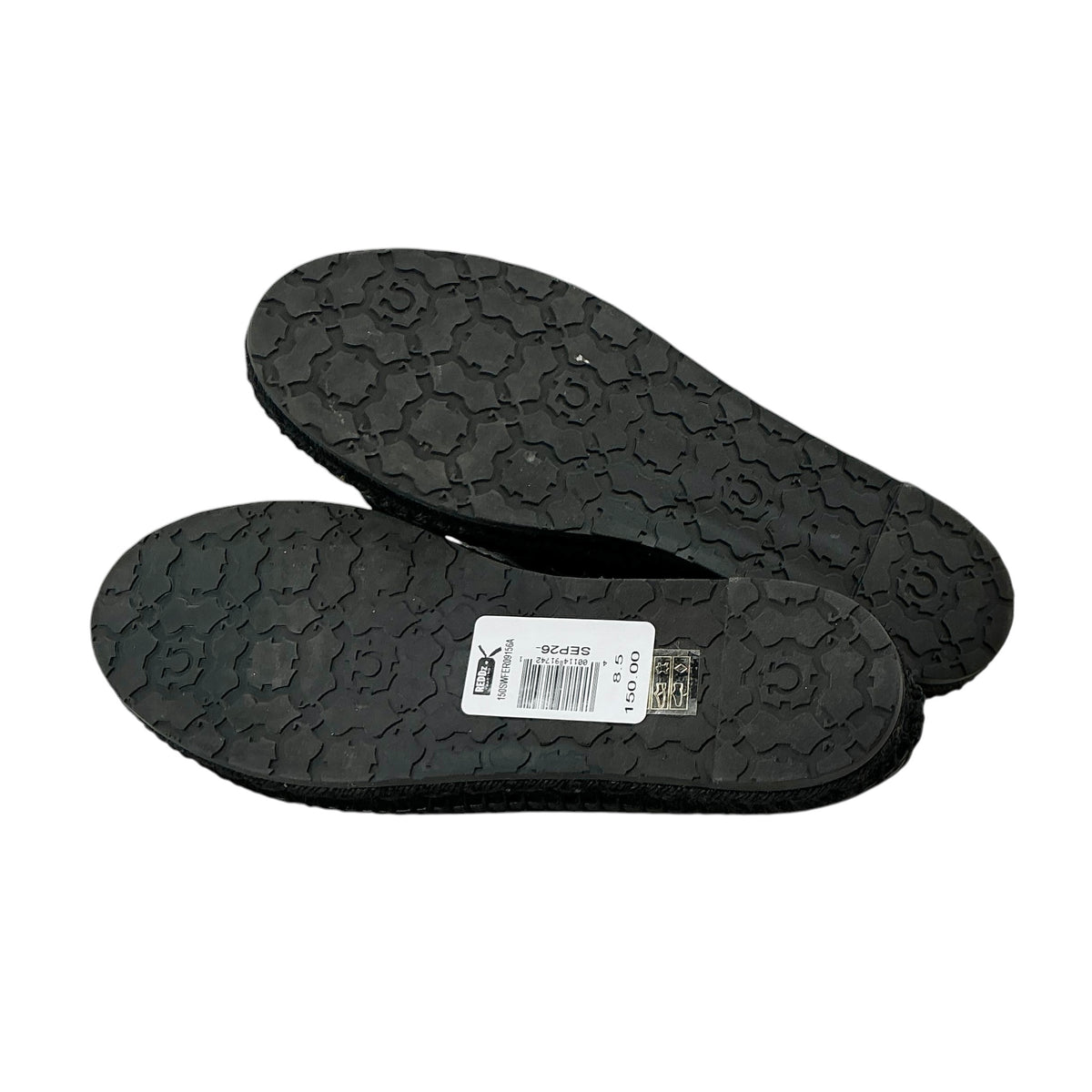 Ferragamo Kacy Black Leather Vara Buckle Espadrille Flats