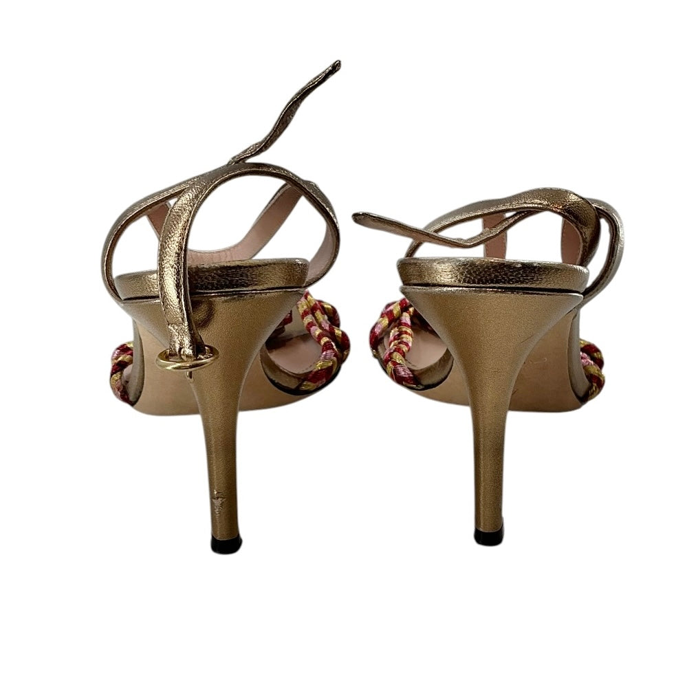 ETRO Gold Metallic Braided Strap Sandals