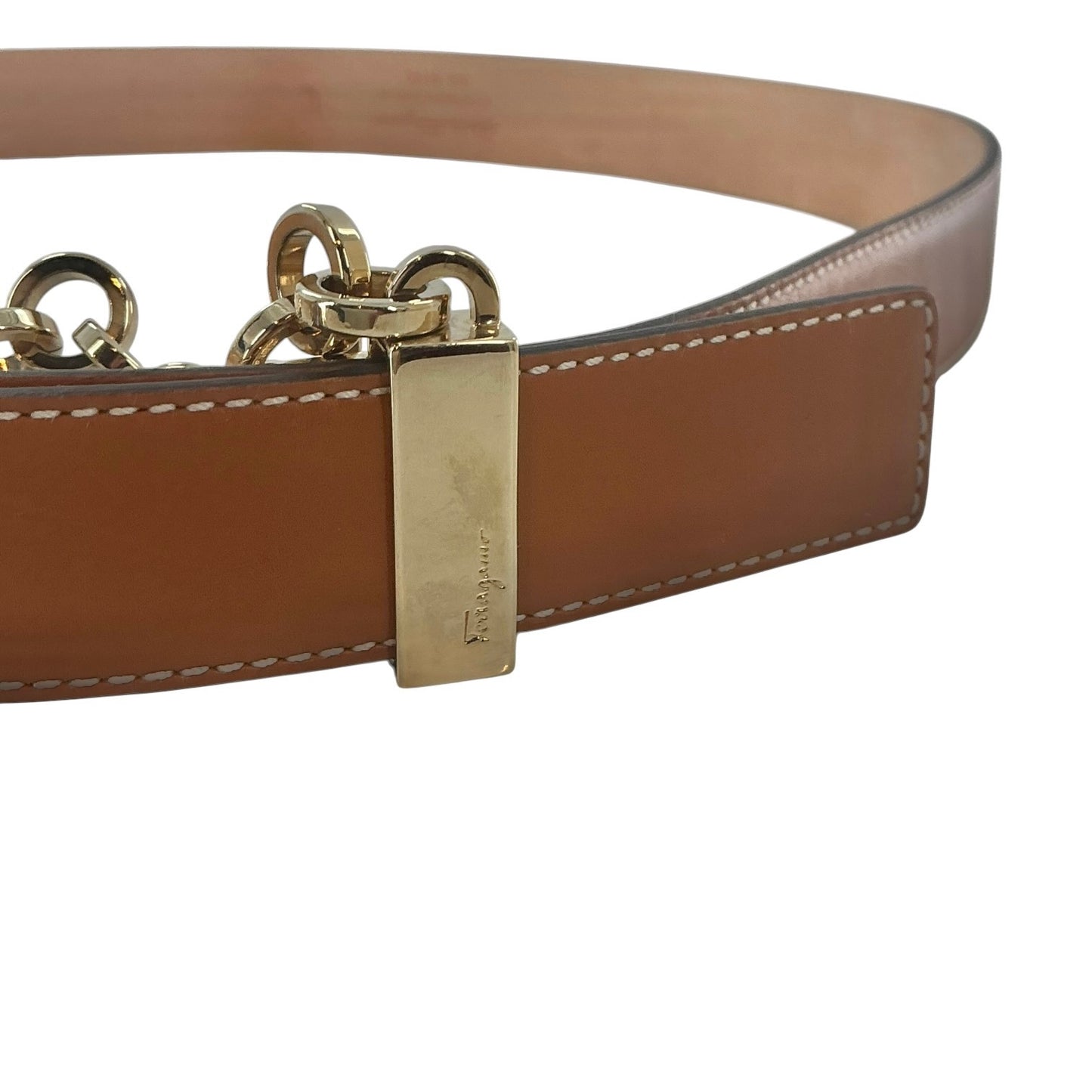 Ferragamo Double Gancini Fixed Leather Belt