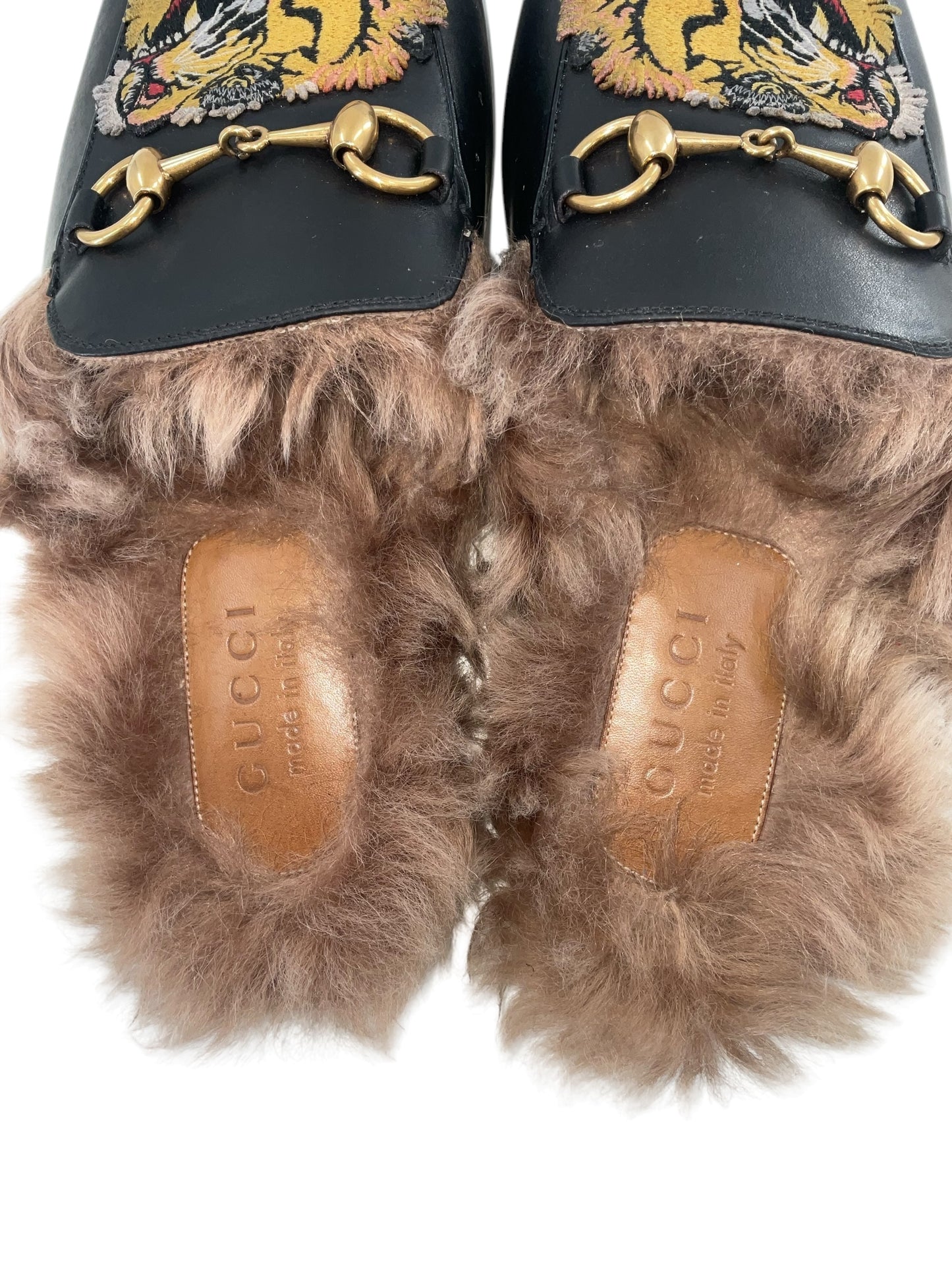 Gucci Princetown Tiger Shearling Loafers