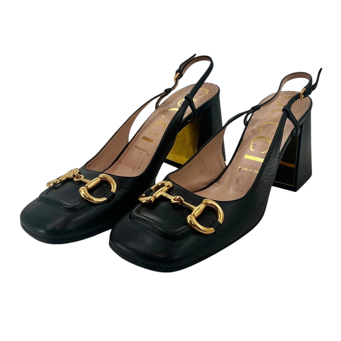 Gucci Baby Horsebit Leather Slingback Pumps