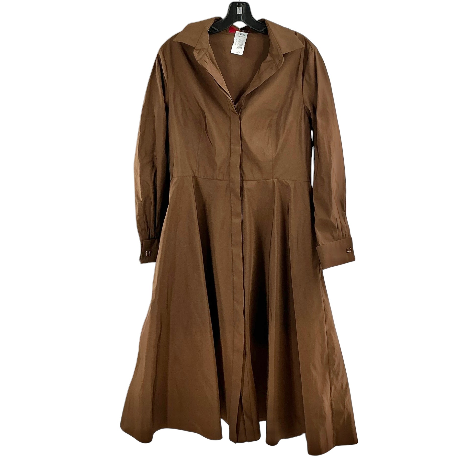 CH Carolina Herrera Brown Cotton Taffeta Midi Shirt Dress