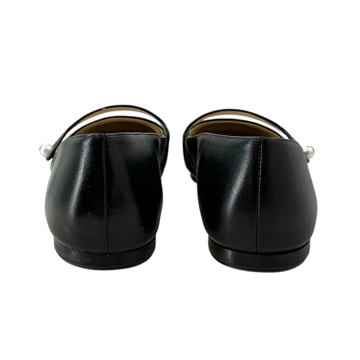 Jimmy Choo Elisa Black Leather & Patent Cap-Toe Mary Jane Ballet Flats