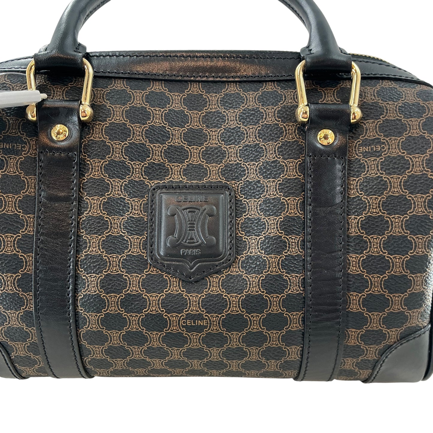 Celine Black Macadam Triomphe Mini Boston Bag