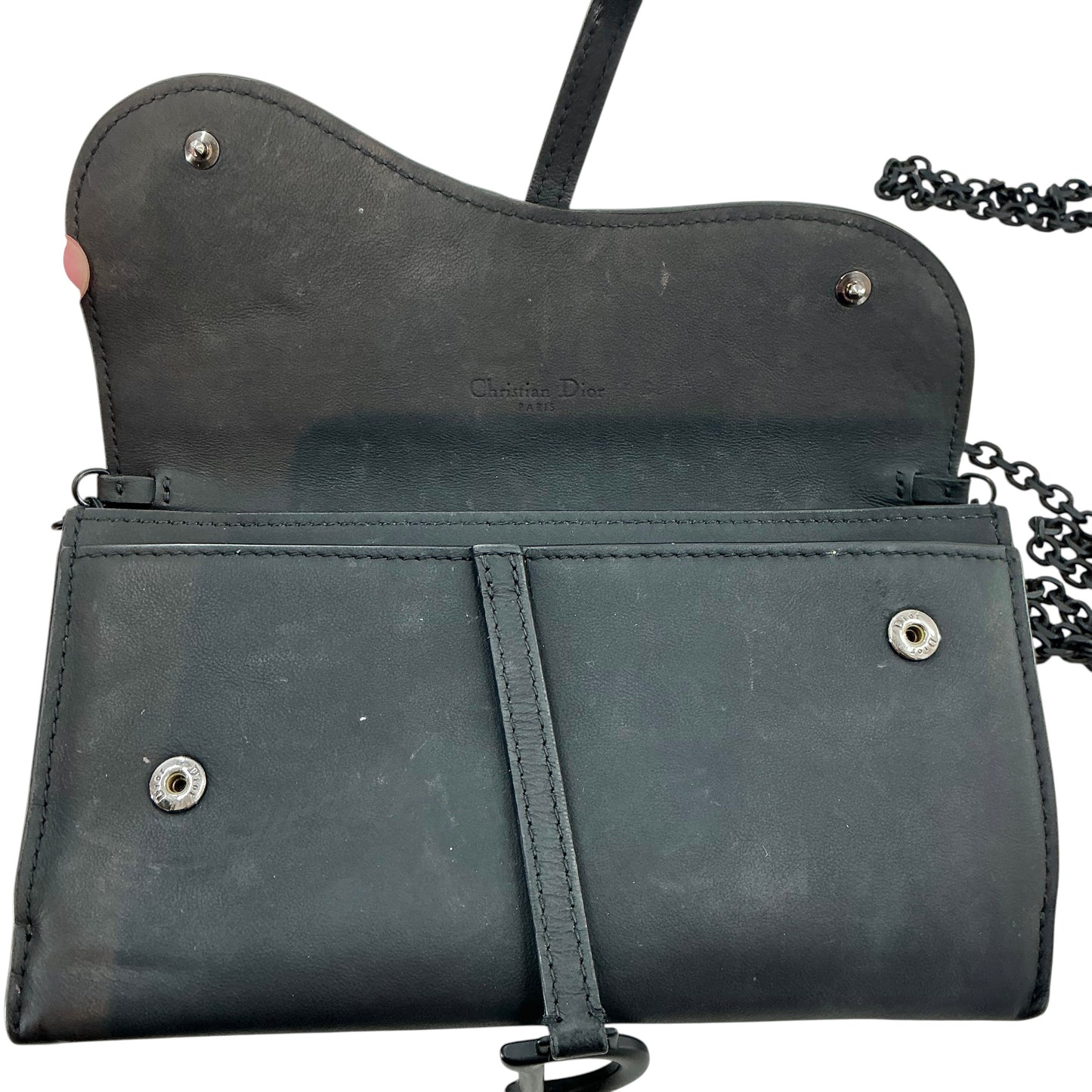 Dior Ultra Matte Calfskin Saddle Wallet on Chain