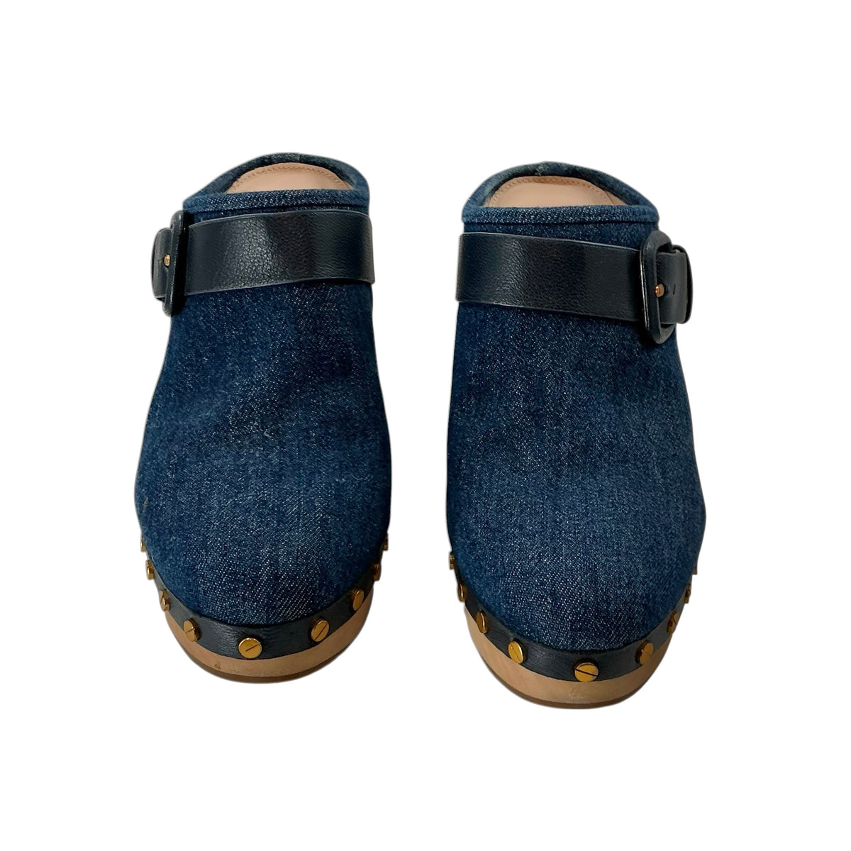 Veronica Beard Dacey Denim Buckle Clogs