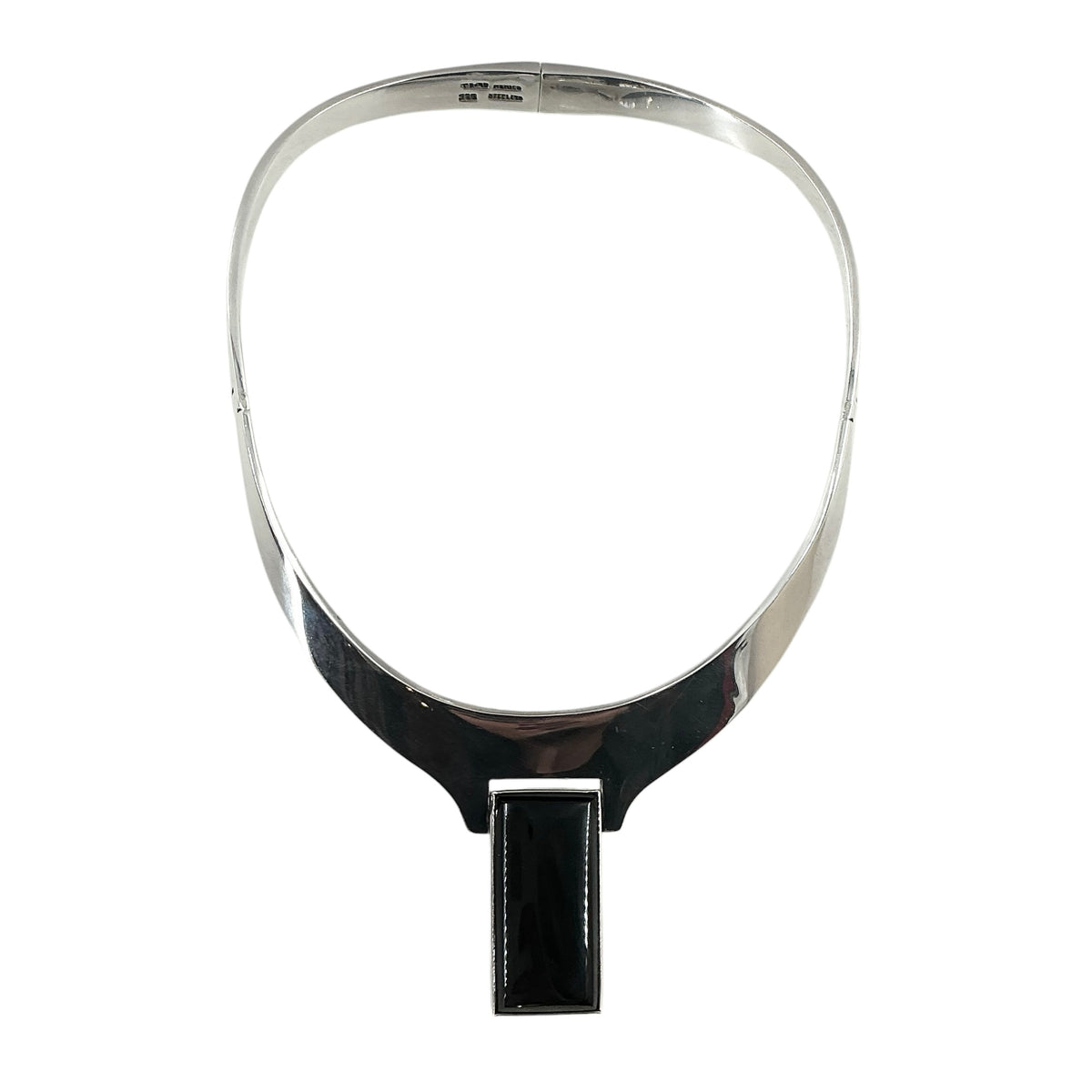 Sterling Silver Black Onyx Hinged Collar Choker Necklace