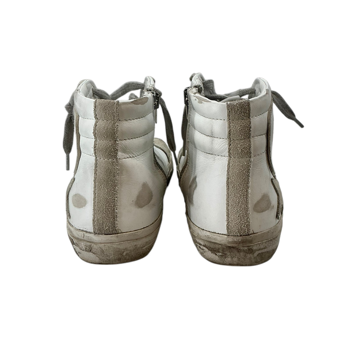 Golden Goose Deluxe Brand Slide High Top White Gray Sneakers