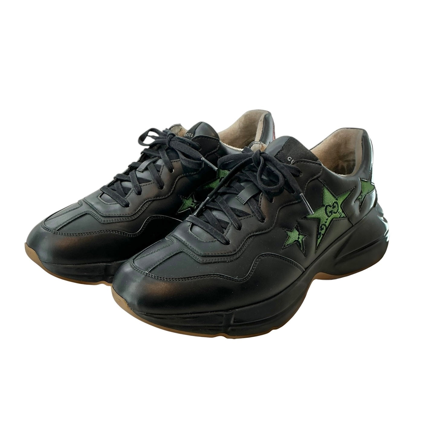 Gucci Rhyton Men's "GG Stars" Black Leather Sneakers