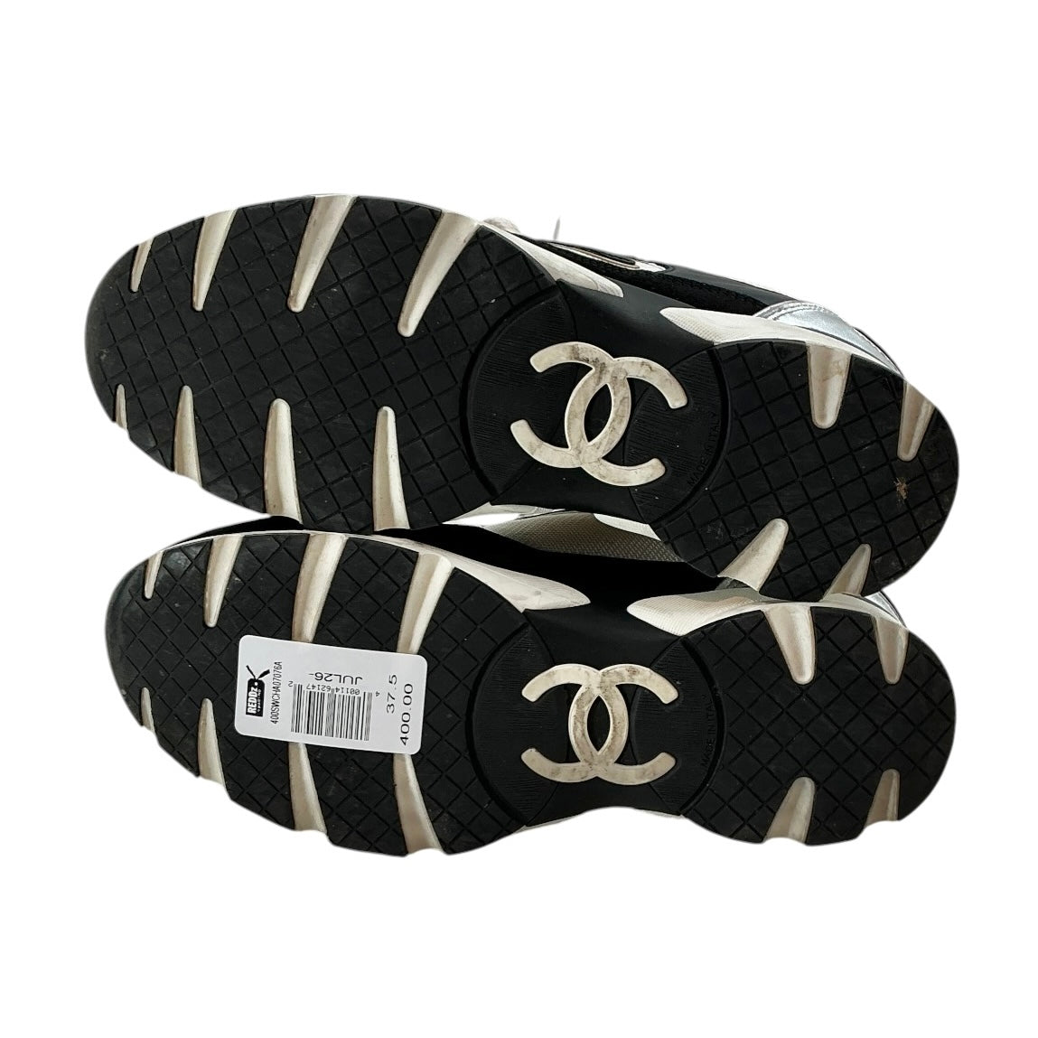 Chanel CC Logo Mesh and Laminated Leather Low-Top Sneakers