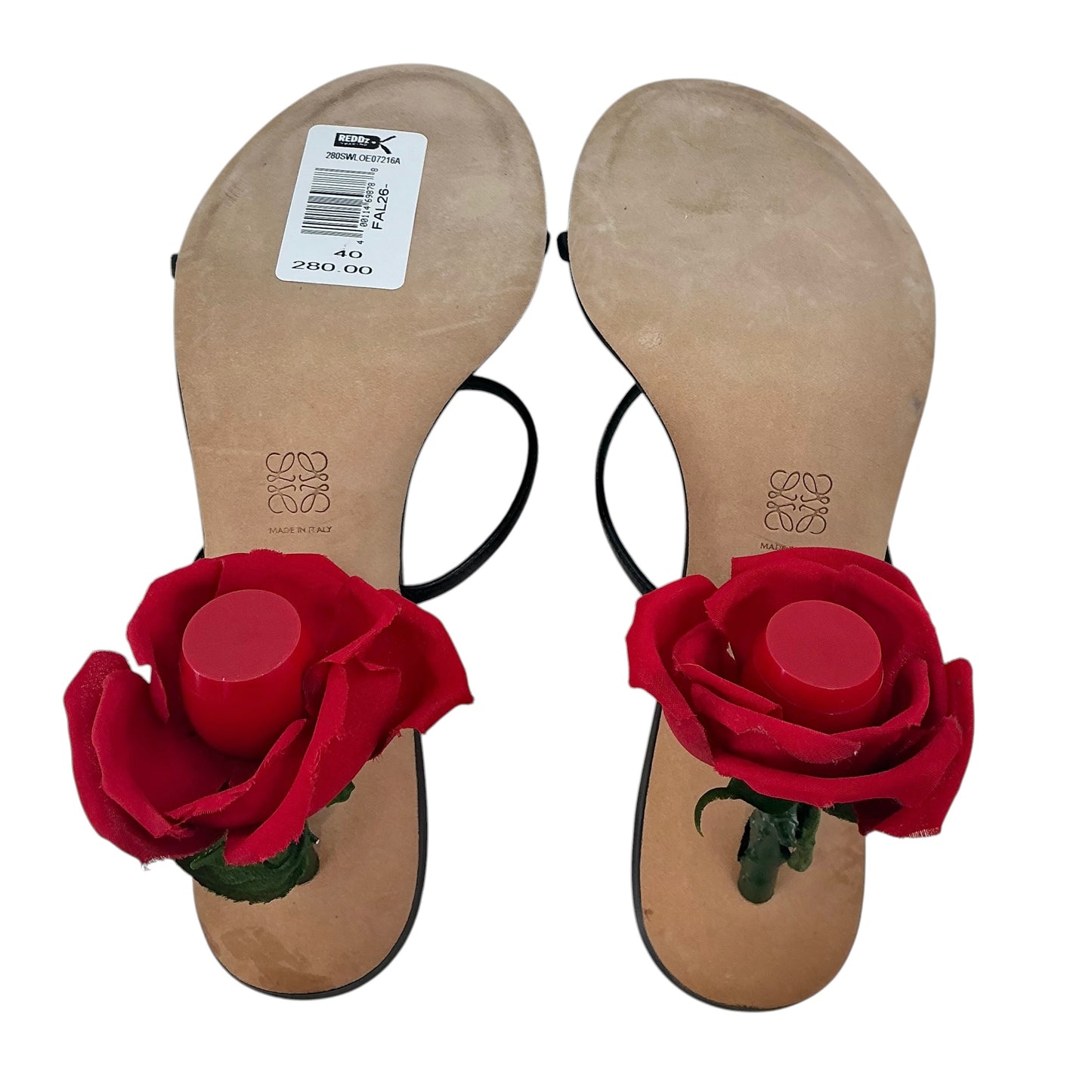 LOEWE Rose Heel Leather Strappy Sandals