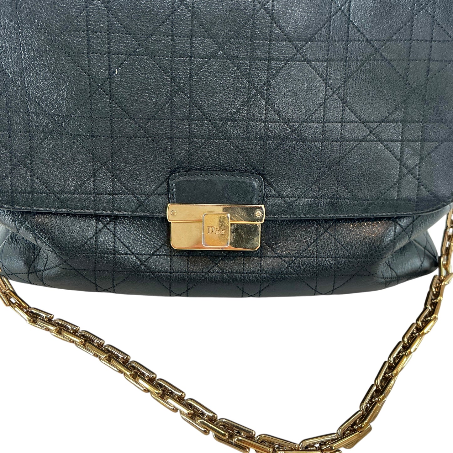 Christian Dior Black Cannage Leather Medium Diorling Shoulder Bag
