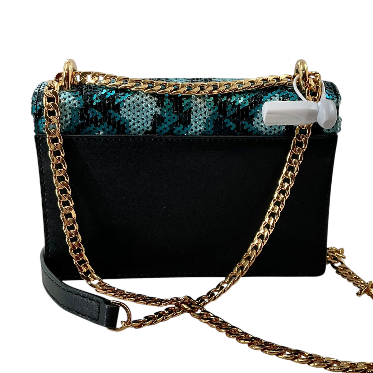 Marc Jacobs Teal & Black Sequin Snake-Print Chain Crossbody Bag