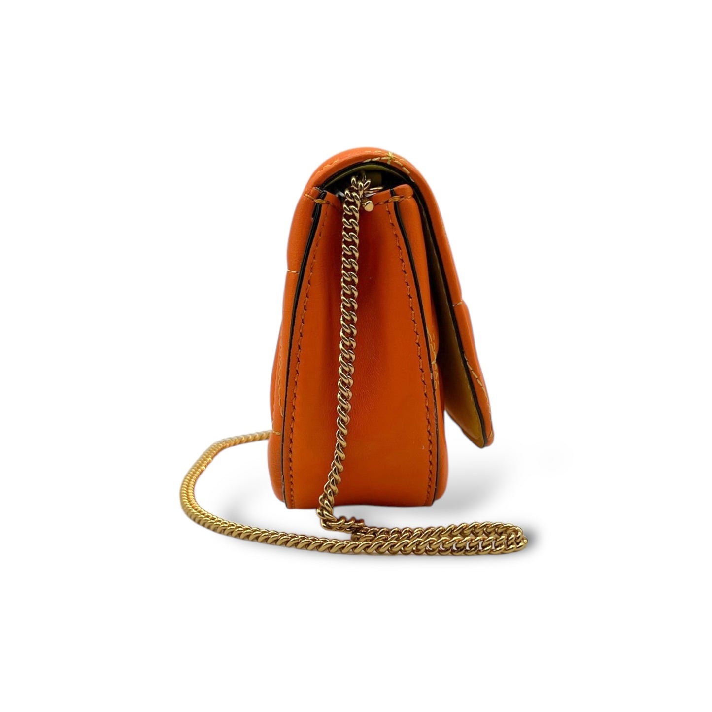 Versace Quilted Leather Mini Orange Crossbody Bag