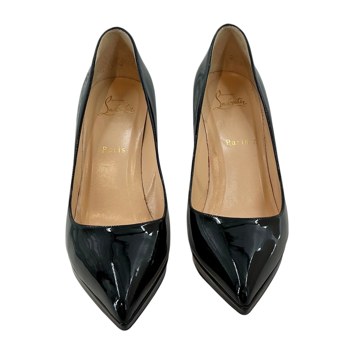Christian Louboutin Pigalle Plato 100 Black Patent Leather Pumps