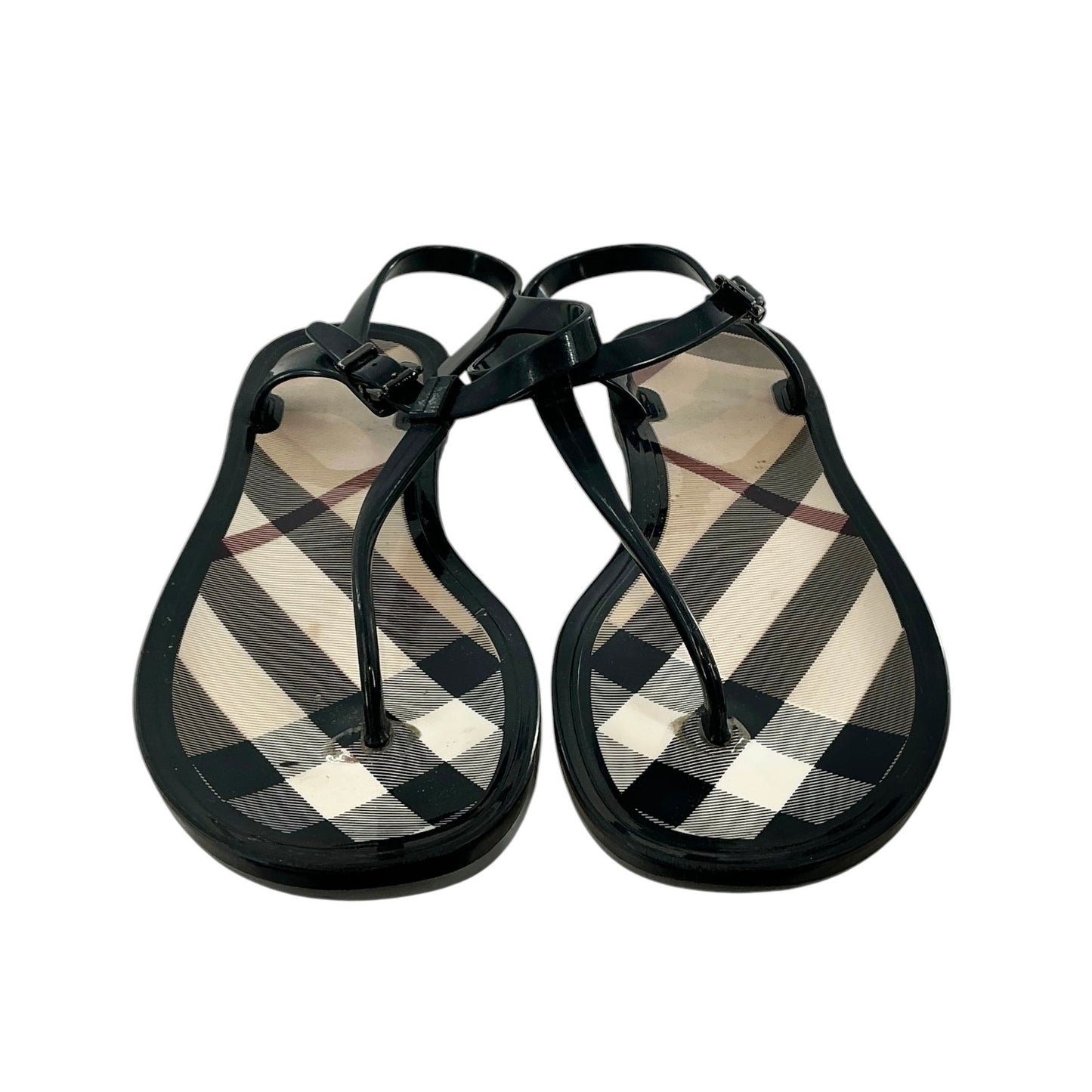 Burberry Black Nova Check Jelly Thong Sandals