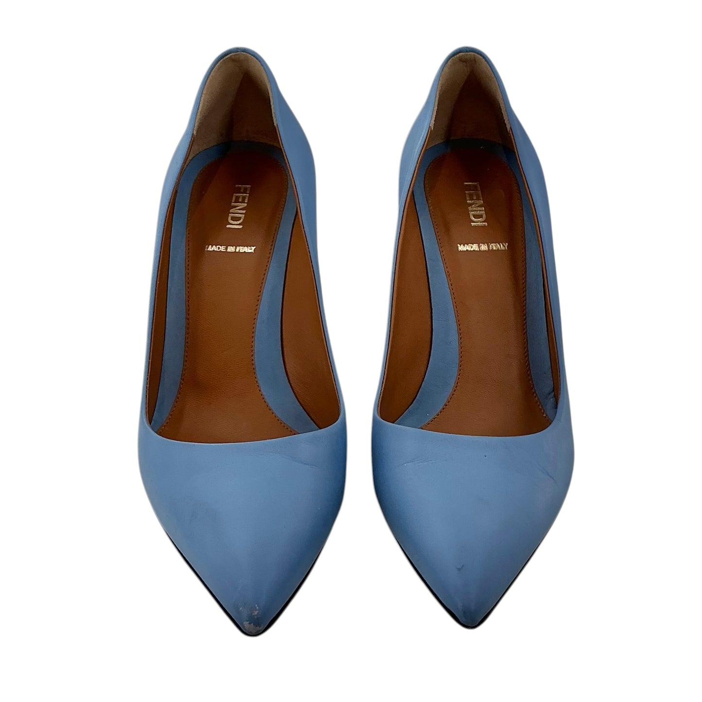 Fendi Royal Blue Leather Pointed-Toe Pumps