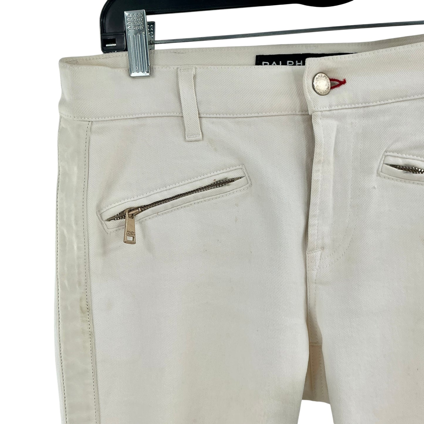 Ralph Lauren Women's Cream Moto Skinny Jeans