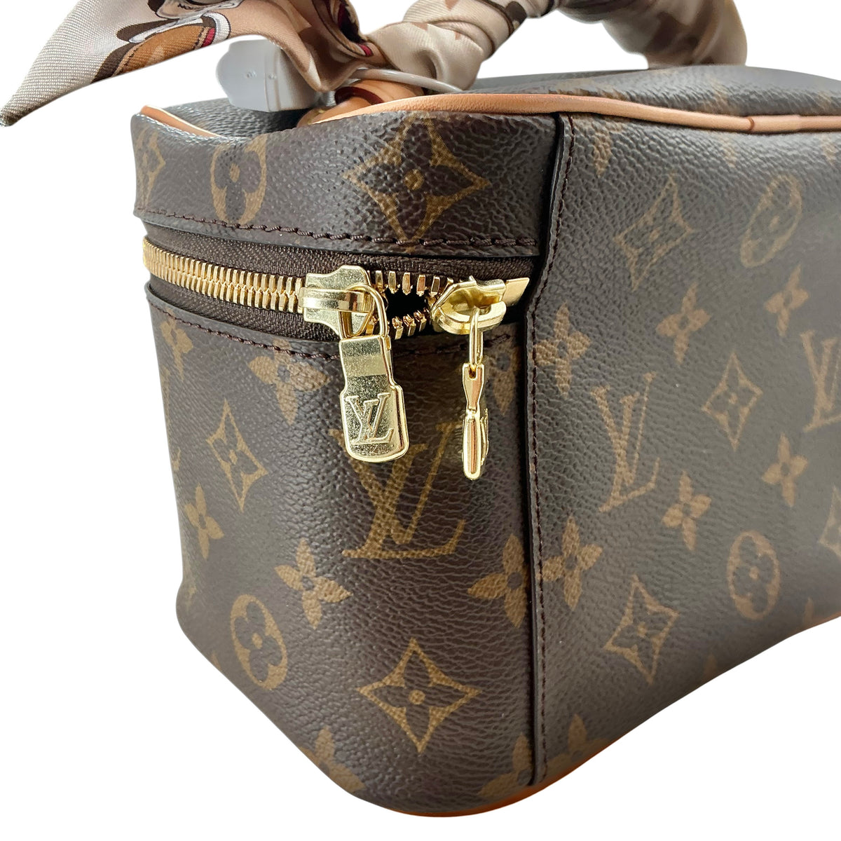 Louis Vuitton Monogram Nice Nano Vanity Case / Toiletry Pouch with Silk Bandeau Accent