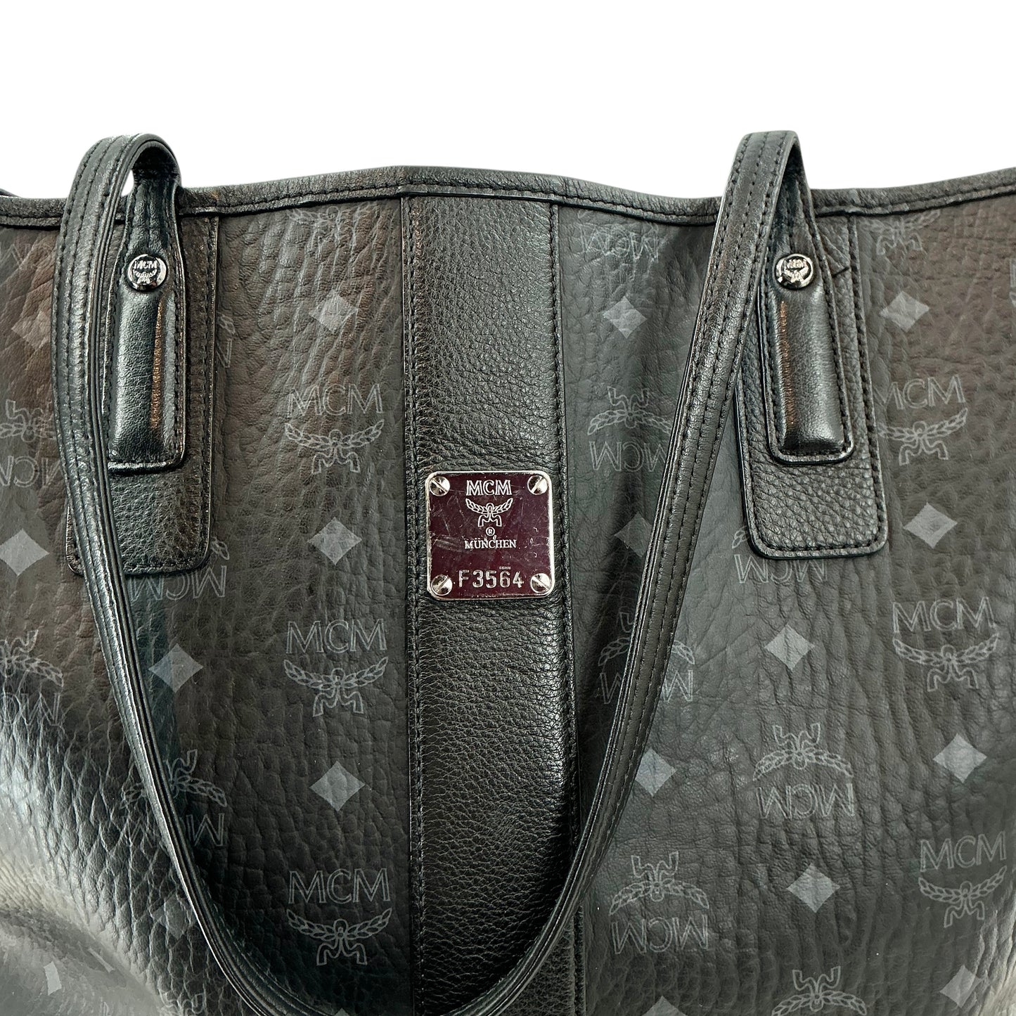 MCM Large Liz Reversible Tote Bag Black Visetos Monogram Canvas with Silver Hardware