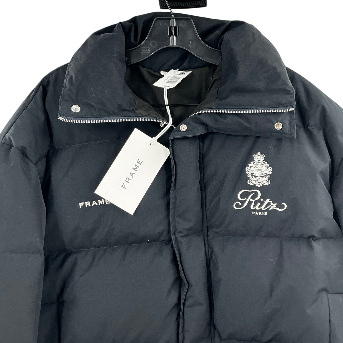 FRAME x Ritz Paris Women's Down Puffer Jacket Black Size Small NWT