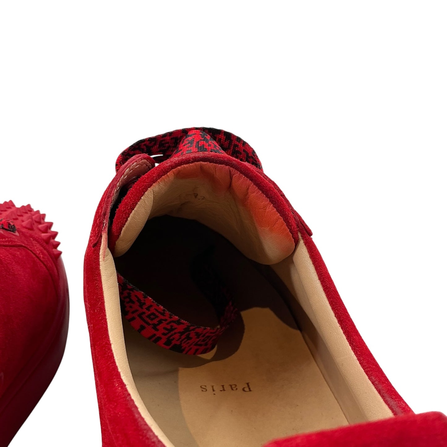 Christian Louboutin Louis Junior Spikes "Loubi" Red Suede Sneakers