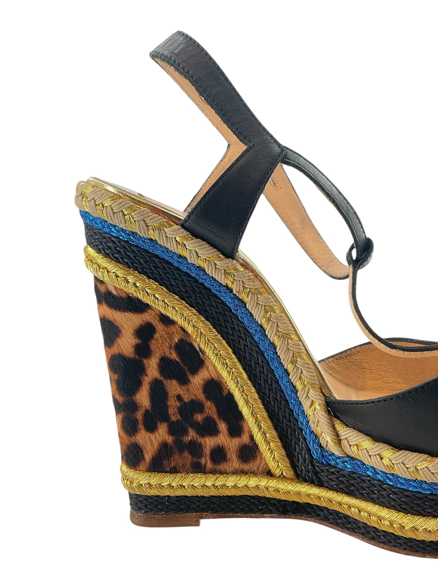 Christian Louboutin Trotolita Leopard&Pony Hair Espadrille Wedge Sandals