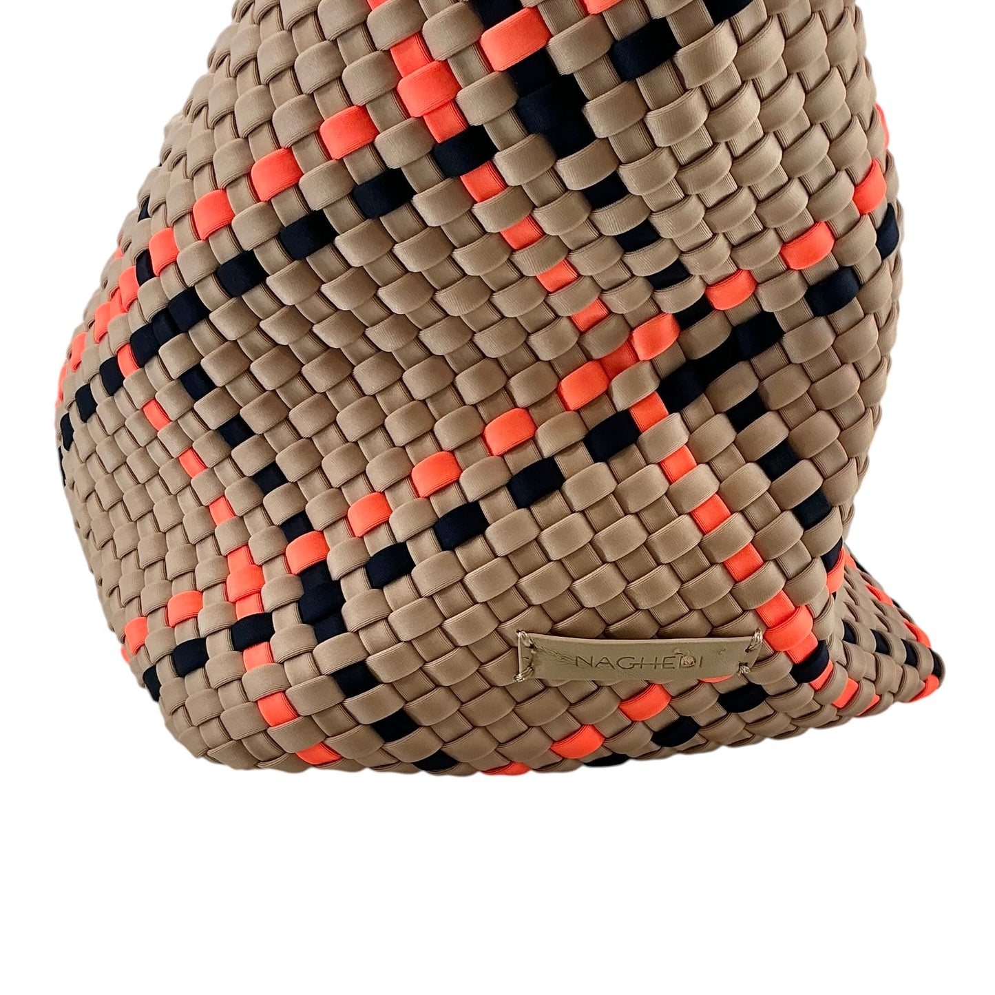 NAGHEDI St. Barths Large Handwoven Neoprene Plaid Tote Bag