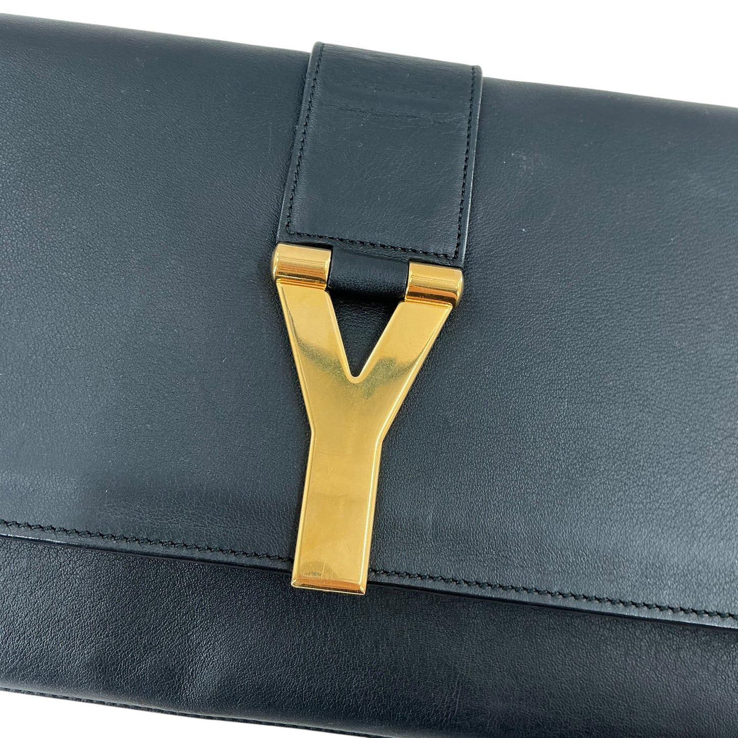 Saint Laurent Black Calfskin Leather Classic Y Ligne Clutch Bag