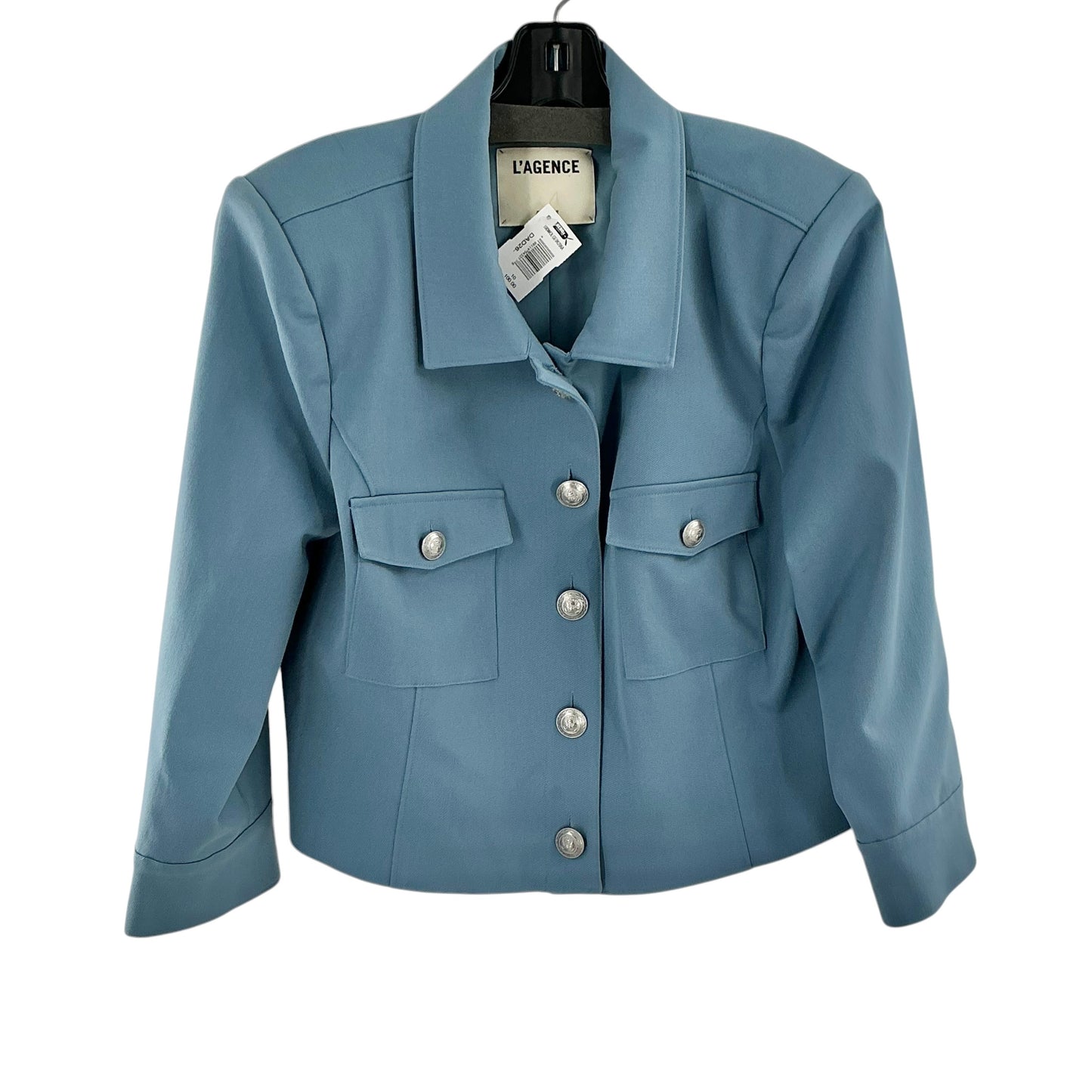 L'AGENCE Kumi Cropped Fitted Jacket in Blue Mist