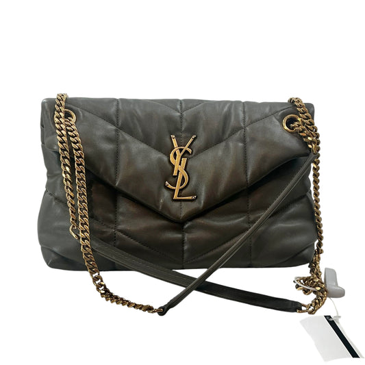 YSL Saint Laurent Small Loulou Puffer Bag in Olive Green Lambskin with Gold Hardware